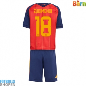 Billiga Spanien Martin Zubimendi #18 Hemmatröja Barn VM 2026 Kortärmad (+ Korta byxor)